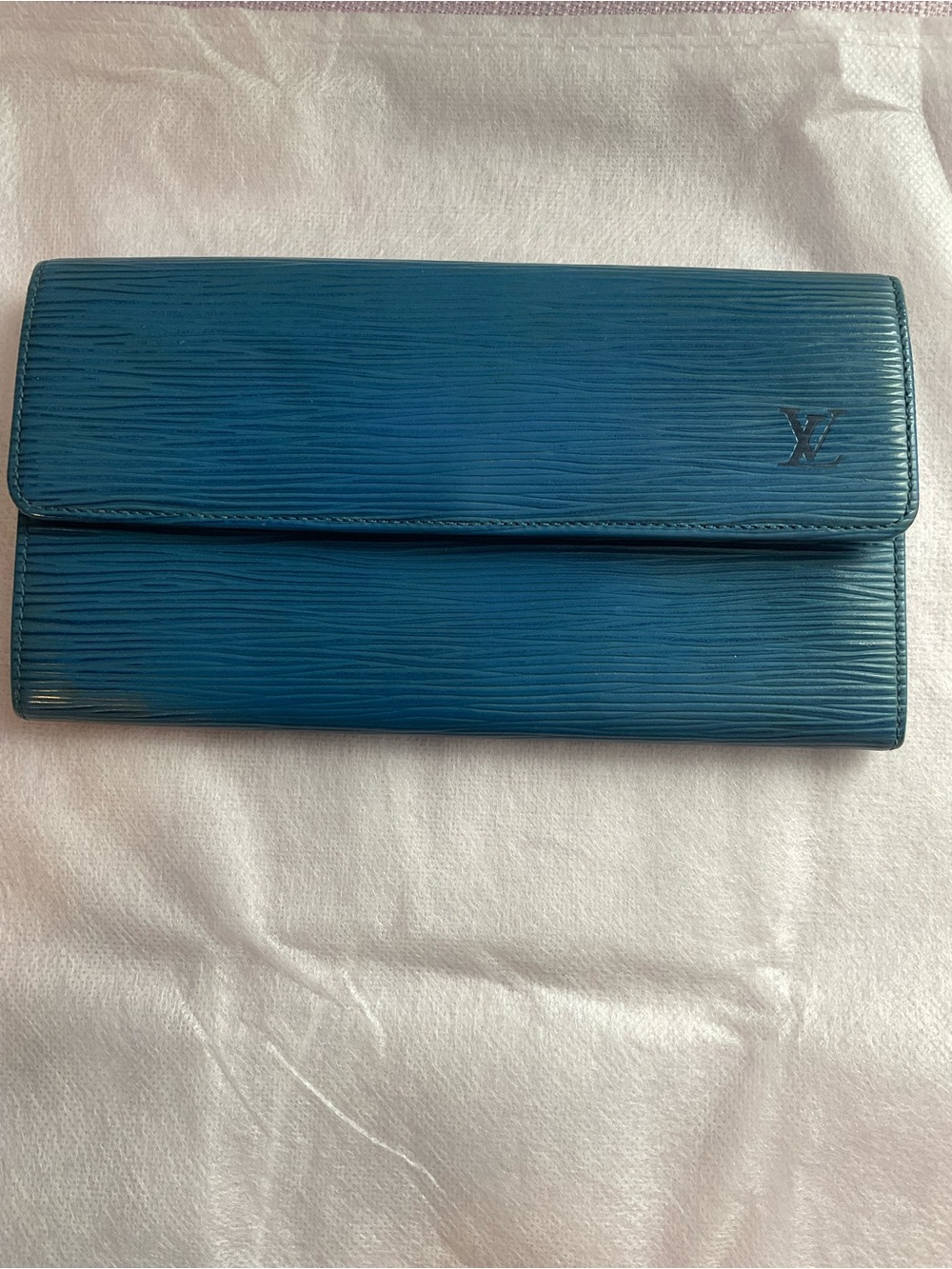 Louis Vuitton Blue Epi Leather Foldover Wallet
